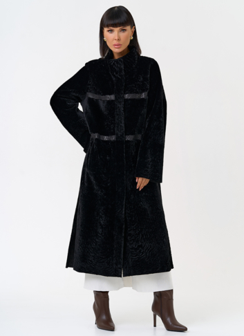 Женская двухсторонняя дубленка черного цвета