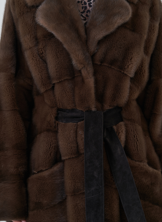 Норковая шуба с английским воротником 