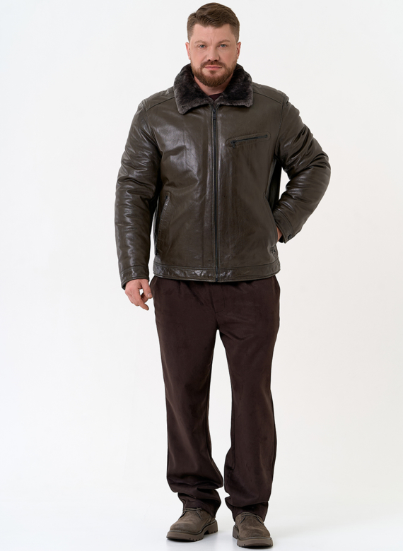 Куртка из натуральной кожи с отделкой из овчины