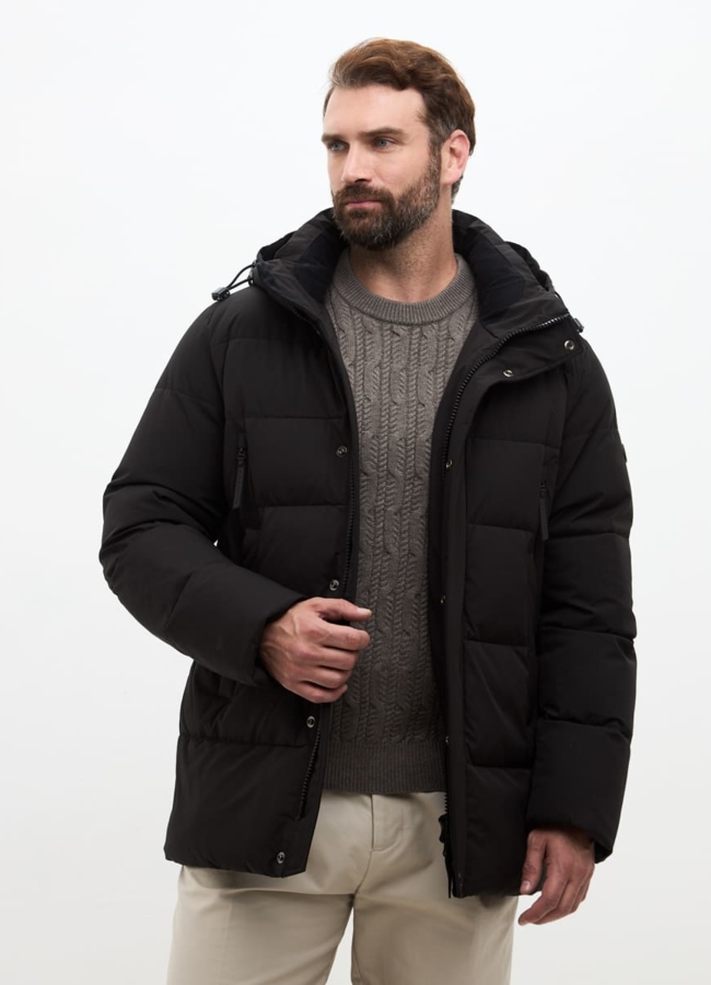 Мужской пуховик черного цвета модель № 32035 в кредит
