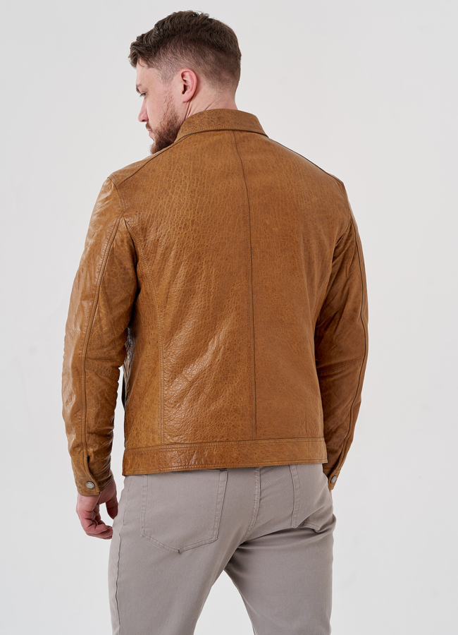 Мужская кожаная куртка  модель № 24439 универмаг малина