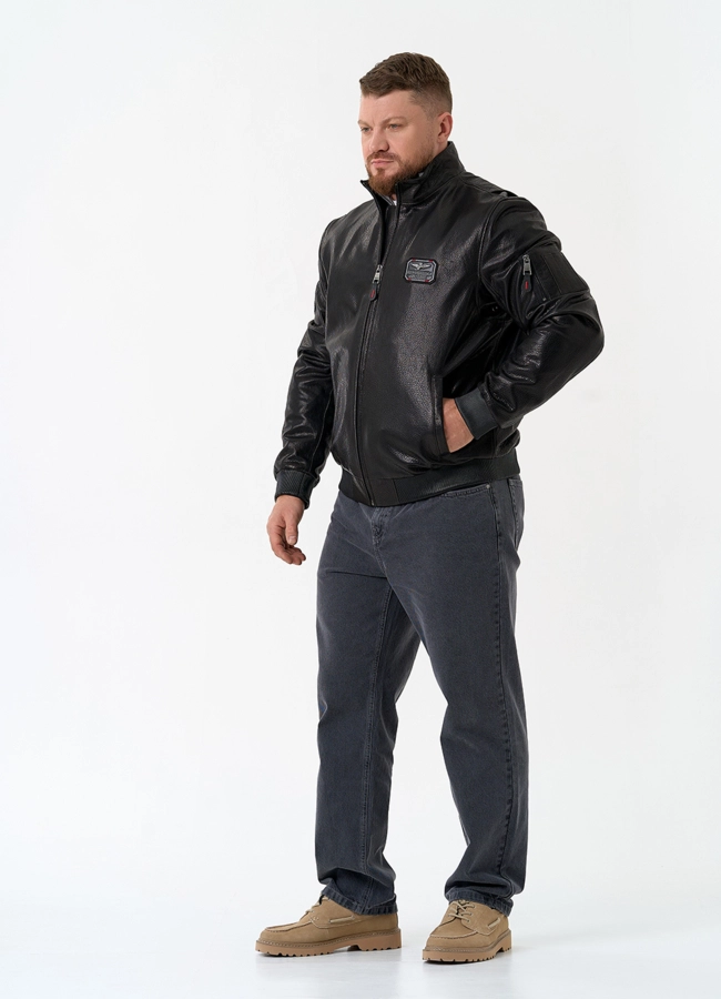 фото Мужская куртка бомбер из натуральной кожи модель № 32865