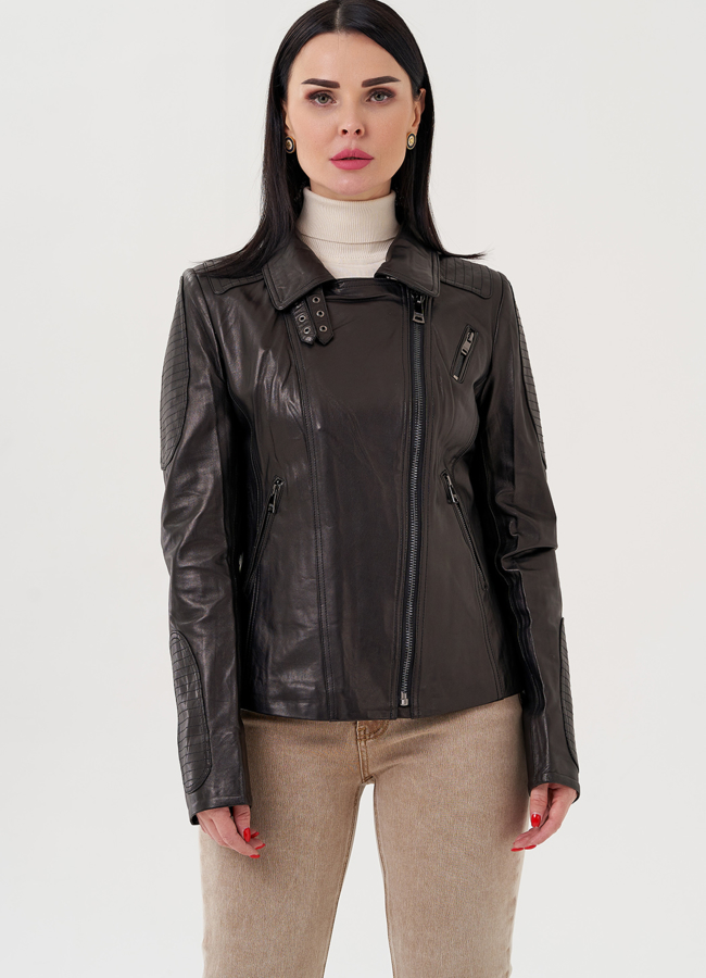 Женская кожаная куртка модель № 10634 универмаг малина