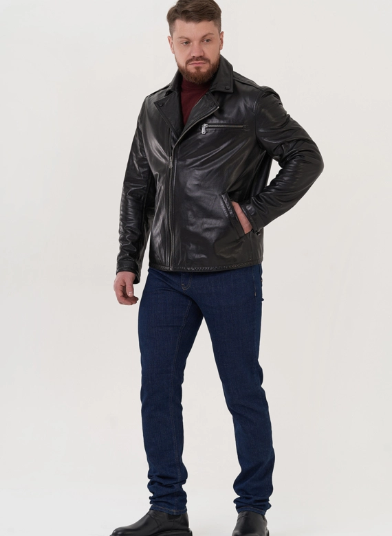 Мужская кожаная куртка "косуха"  фото