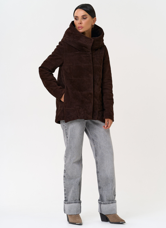 Куртка с капюшоном из натуральной замши