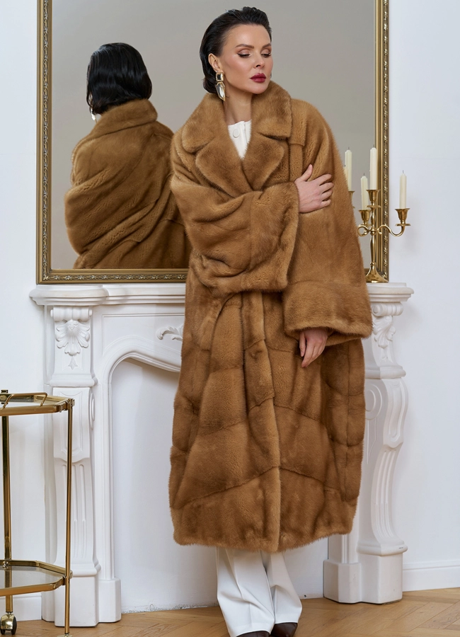 Женская шуба из меха норки с английским воротником модель № 31861 в кредит фото