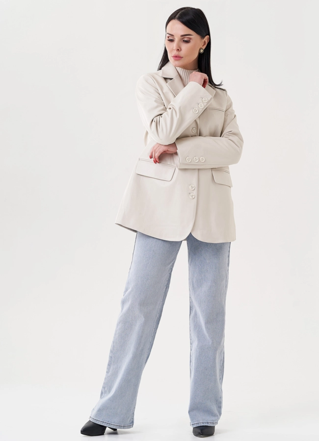фото Женский пиджак из натуральной кожи  модель № 24482