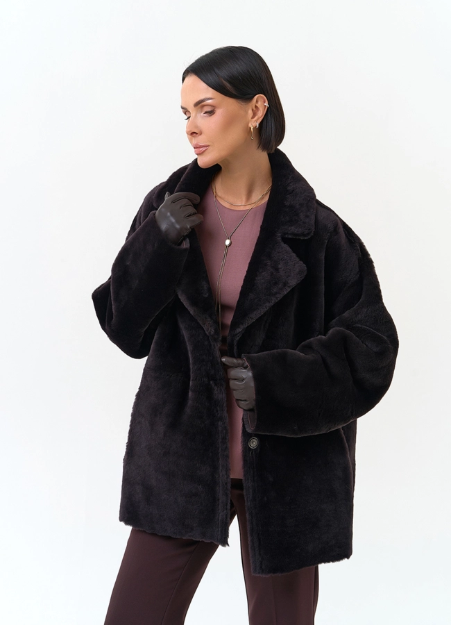 Женская дубленка с английским воротником модель № 34196 универмаг малина фото