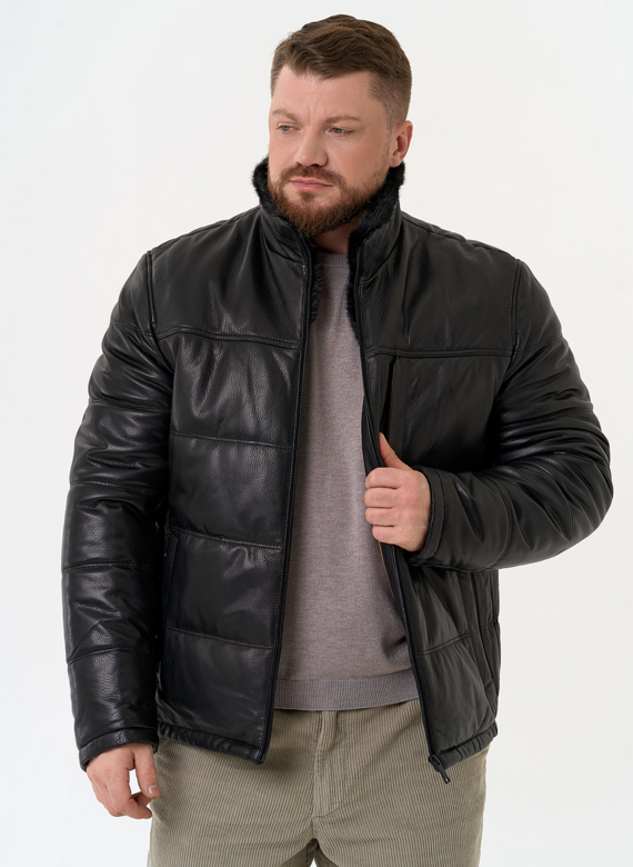 Куртка из натуральной кожи черного цвета