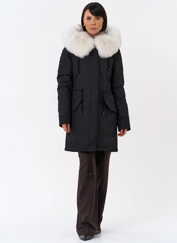 Женская парка с капюшоном из меха песца фото