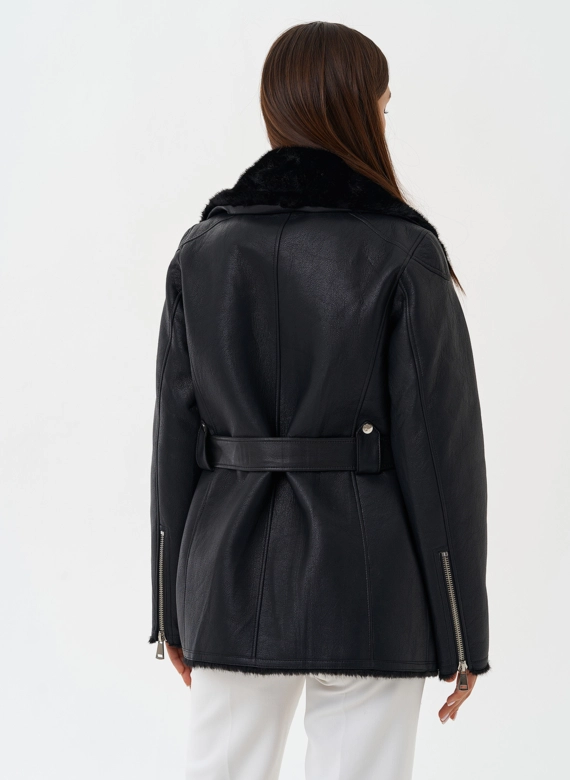 Эко дубленка с английским воротником