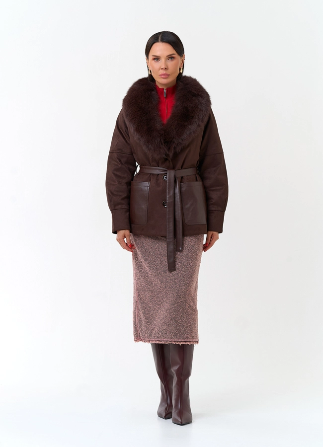 Женская куртка из эко замши модель № 34238 универмаг малина фото