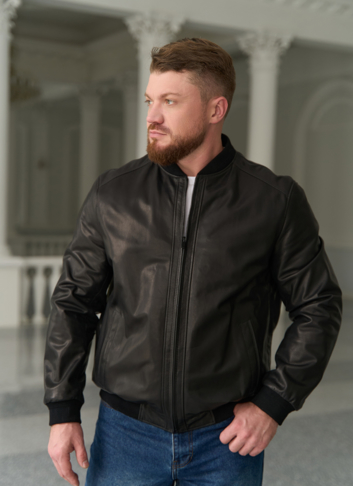 Мужская куртка бомбер из натуральной кожи