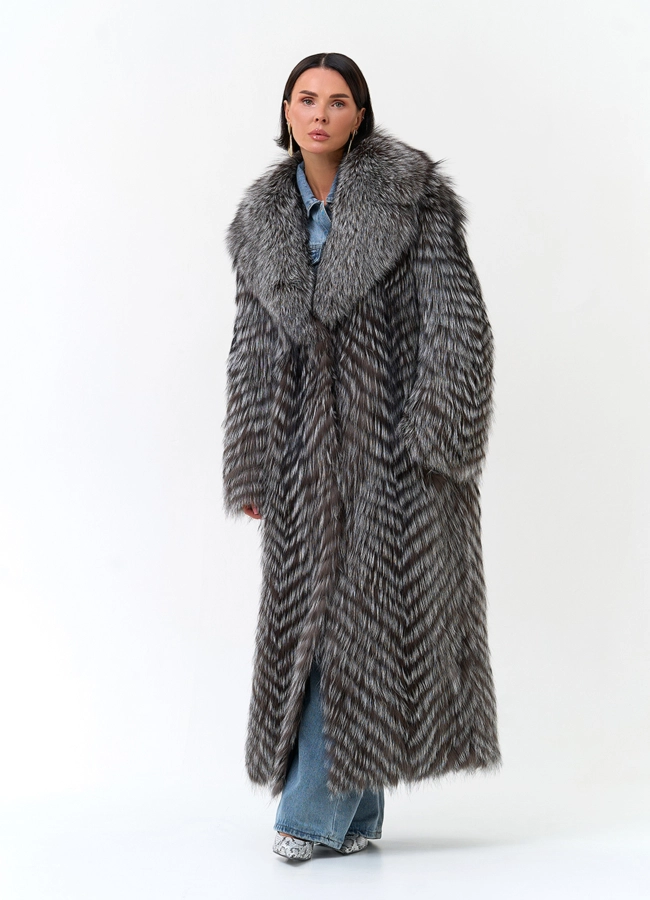 Длинная шуба из чернобурой лисы модель № 34163 универмаг малина фото