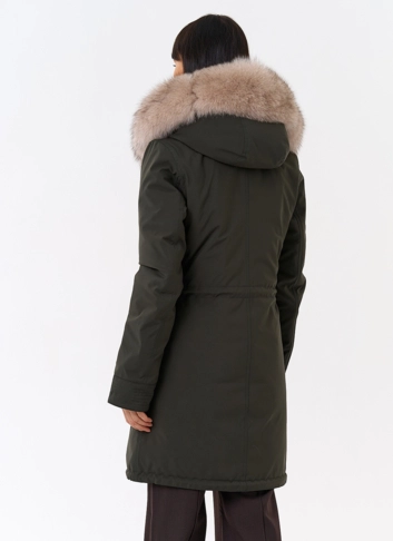Женская парка с капюшоном из меха песца фото