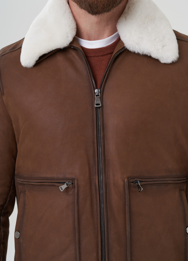 Мужская куртка из натуральной кожи  модель № 82298 универмаг малина