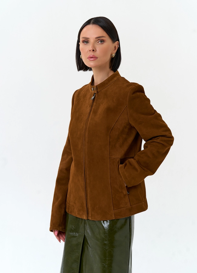 Женская куртка мото из натуральной замши модель № 33140 универмаг малина
