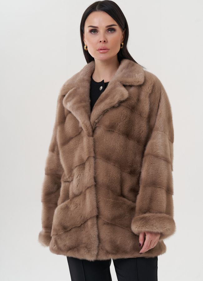 фото Шуба из норки с английским воротником  модель № 30689