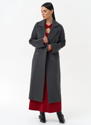 Длинное женское пальто с английским воротником
